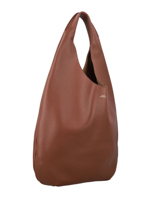 A.P.C. Handcrafted Grained Leather Handbag - 36x40 cm