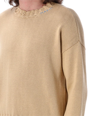 MARNI Relaxed Fit Distressed Knit Sweater - Size 50