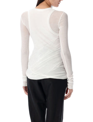 JIL SANDER Double-Layered T-Shirt with Twisted Tank Top - Size 36