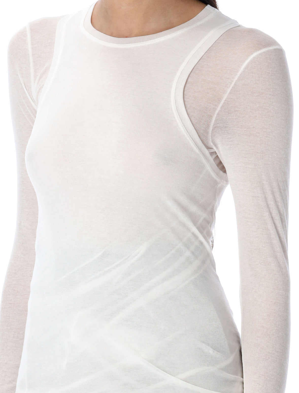 JIL SANDER Double-Layered T-Shirt with Twisted Tank Top - Size 36