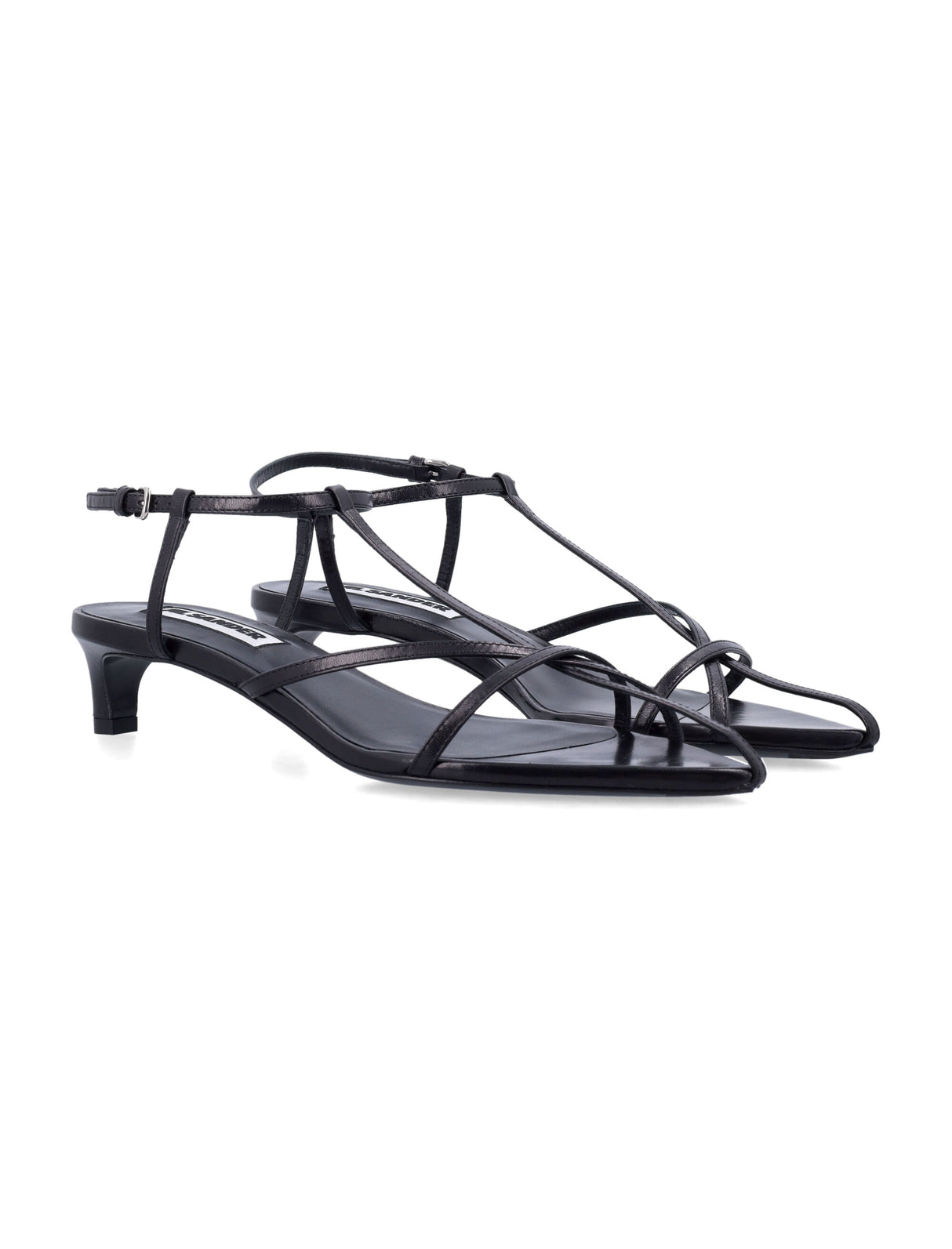 JIL SANDER High Leather Sandals with Pointed Toe - 3.5 cm Heel