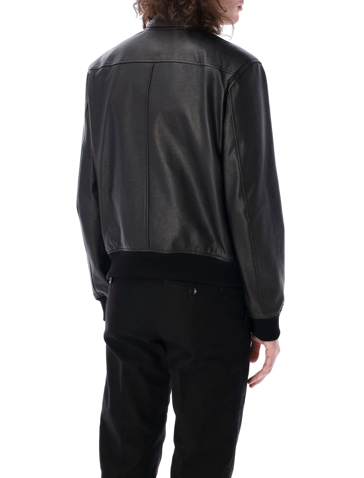 TOM FORD Funnel Neck Grain Leather Bomber Jacket - Size 50