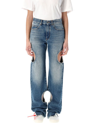 OFF-WHITE Meteor Cut-Out Straight-Leg Jeans (Size 26)