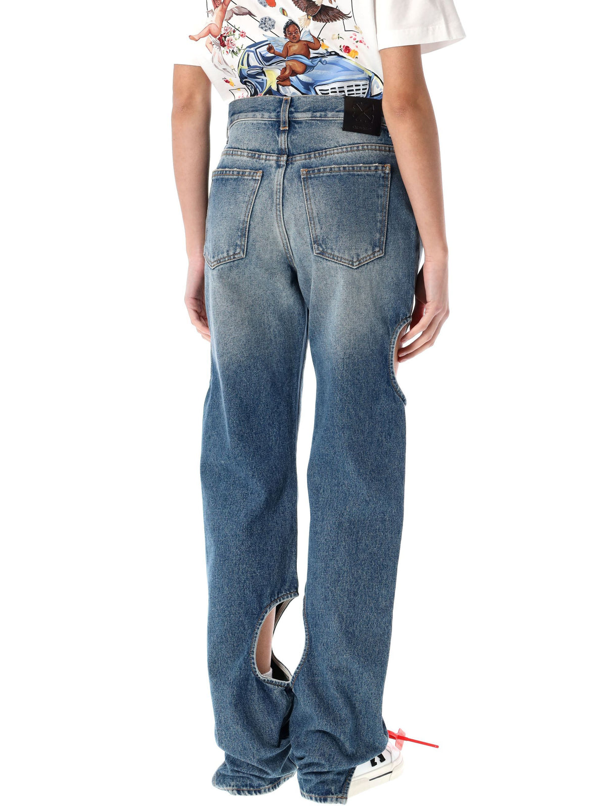 OFF-WHITE Meteor Cut-Out Straight-Leg Jeans (Size 26)