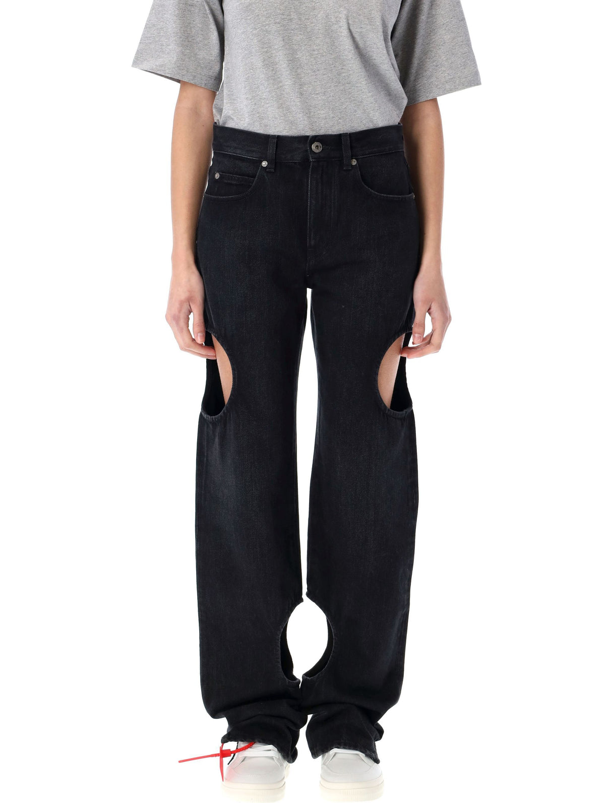 OFF-WHITE Women's Meteor Cut-Out Straight-Leg Jeans - Size 26