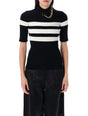 JEAN PAUL GAULTIER Striped Knit Top with Mock Neck - Size S