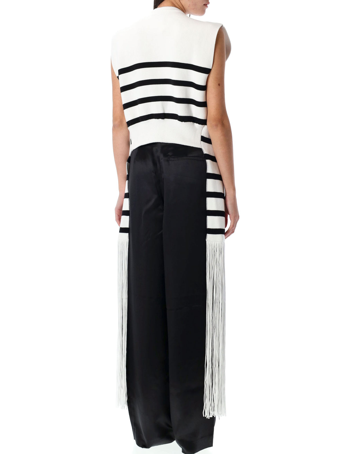 JEAN PAUL GAULTIER Fringed Striped Sleeveless Top - Size S