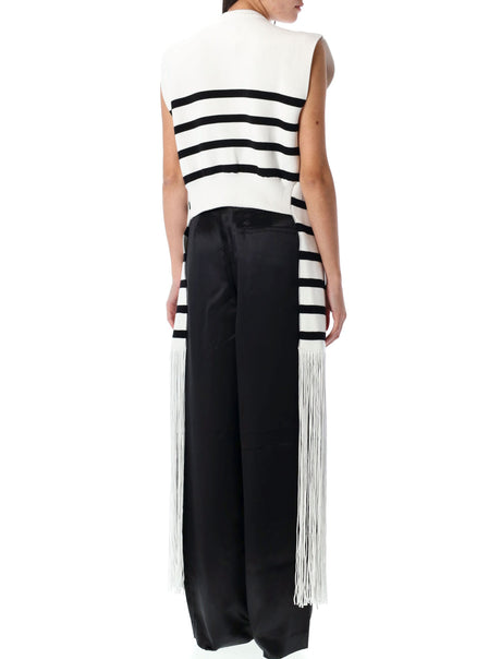 JEAN PAUL GAULTIER Fringed Striped Sleeveless Top - Size S