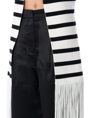 JEAN PAUL GAULTIER Fringed Striped Sleeveless Top - Size S