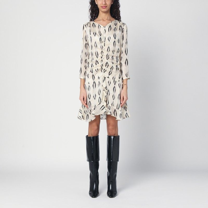 ISABEL MARANT Geometric Print Silk Dress with Lurex Details