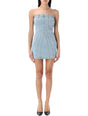 MUGLER Mini Spiral Denim Bustier Dress (Size 36)