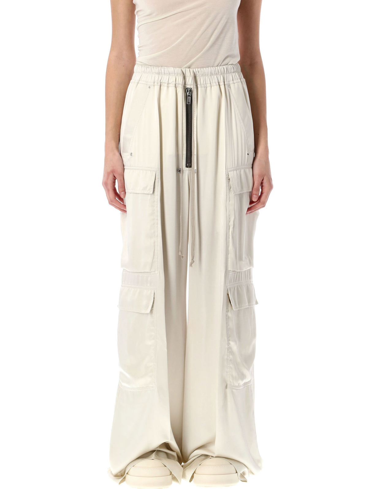 RICK OWENS Women’s Full-Length Cargo Pants with Exposed Zipper - Size 40