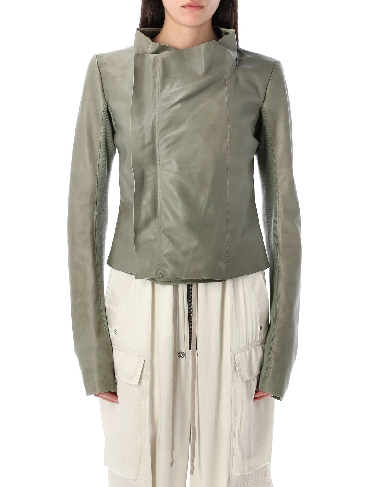 RICK OWENS Womens Low Neck Mini Biker Jacket