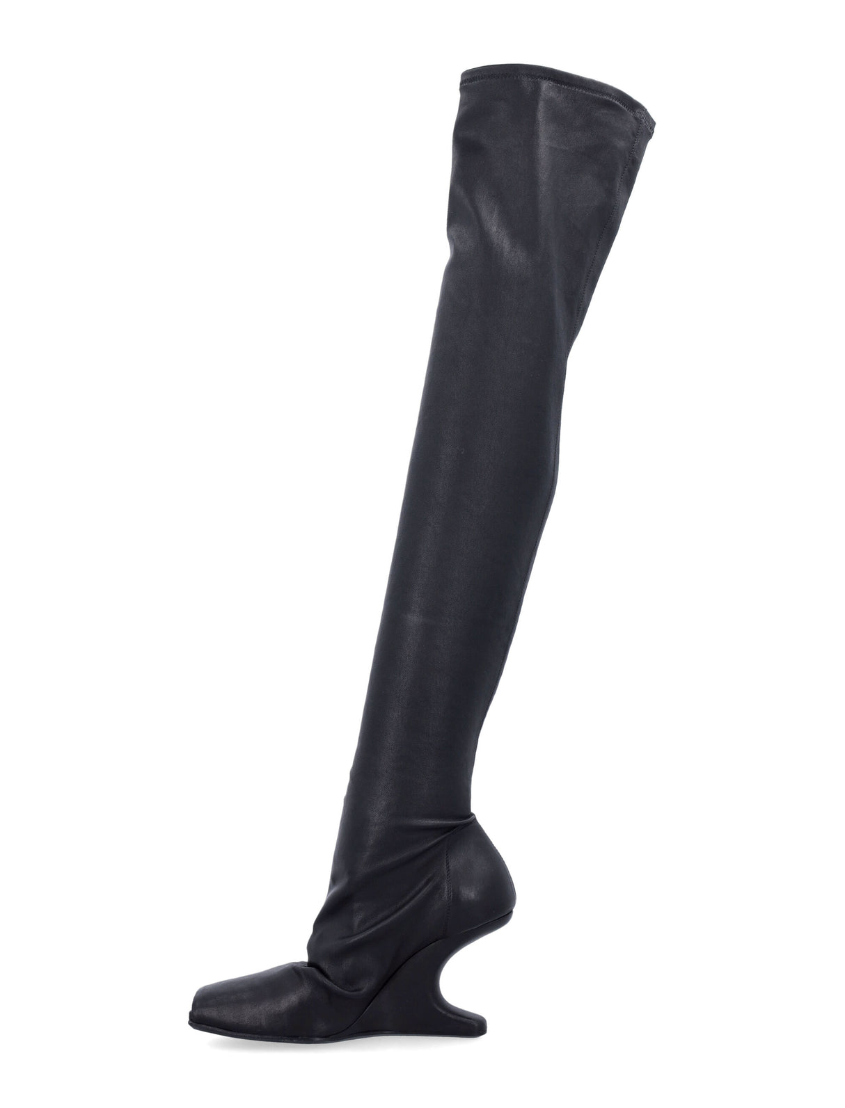 RICK OWENS Thigh-High Sock Boot with Cantilever Heel - 8 cm