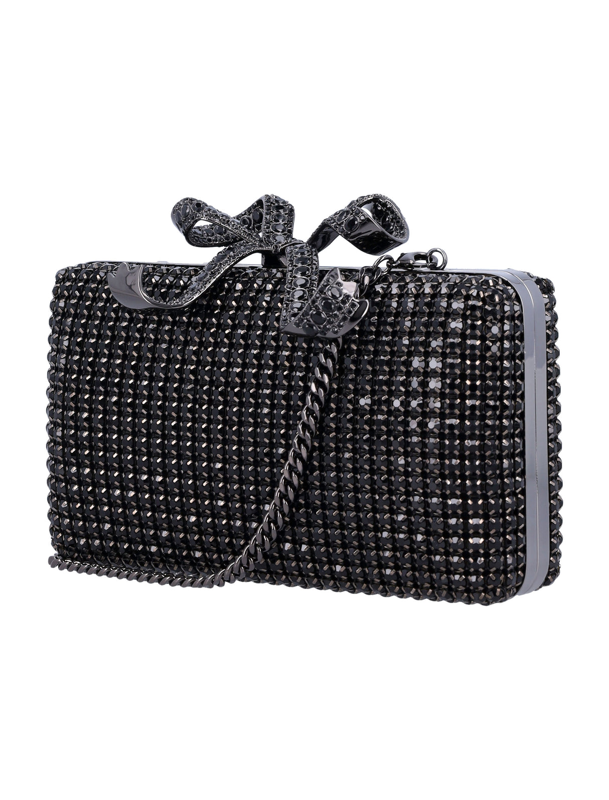 SELF-PORTRAIT Mini Crystal-Embellished Clutch with Removable Chain