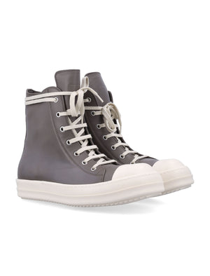 RICK OWENS High-Top Leather Sneakers with Shark-Tooth Bumper Sole