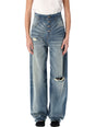 MM6 MAISON MARGIELA High Rise Distressed Wide Leg Denim Pant - Size 26