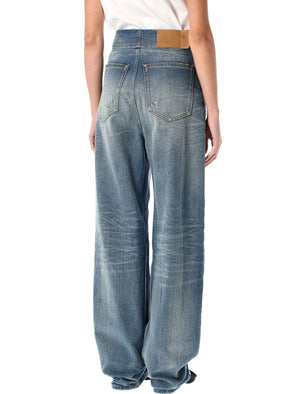 MM6 MAISON MARGIELA High Rise Distressed Wide Leg Denim Pant - Size 26