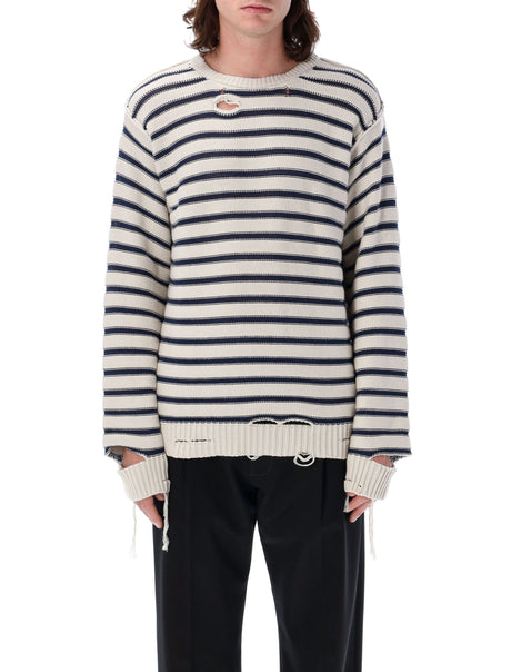 MM6 MAISON MARGIELA Distressed Striped Sweater - Size L