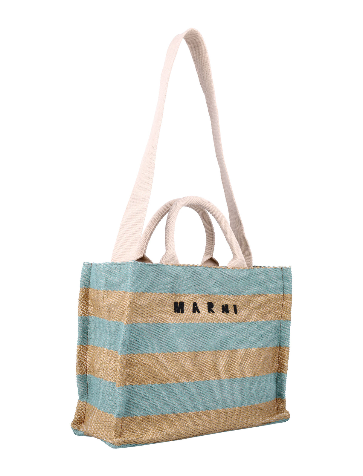 MARNI Mini Raffia-Effect Small Tote Handbag