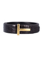 TOM FORD Leather T Belt with Crocodile Motif - 3cm Height