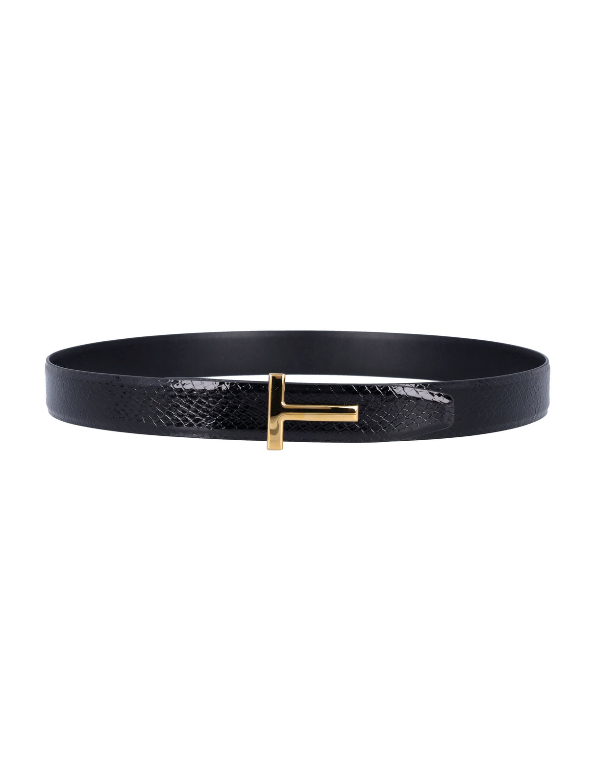 TOM FORD Printed Snake Effect Belt with Gold-Tone Buckle - 3cm Height