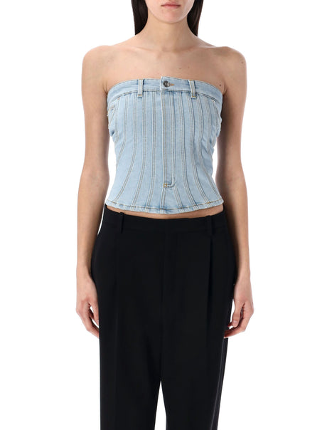 MUGLER Cotton Denim Bustier - Size 36