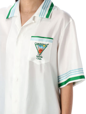 CASABLANCA Metaphysical Tennis Icon Silk Shirt - Short Sleeve