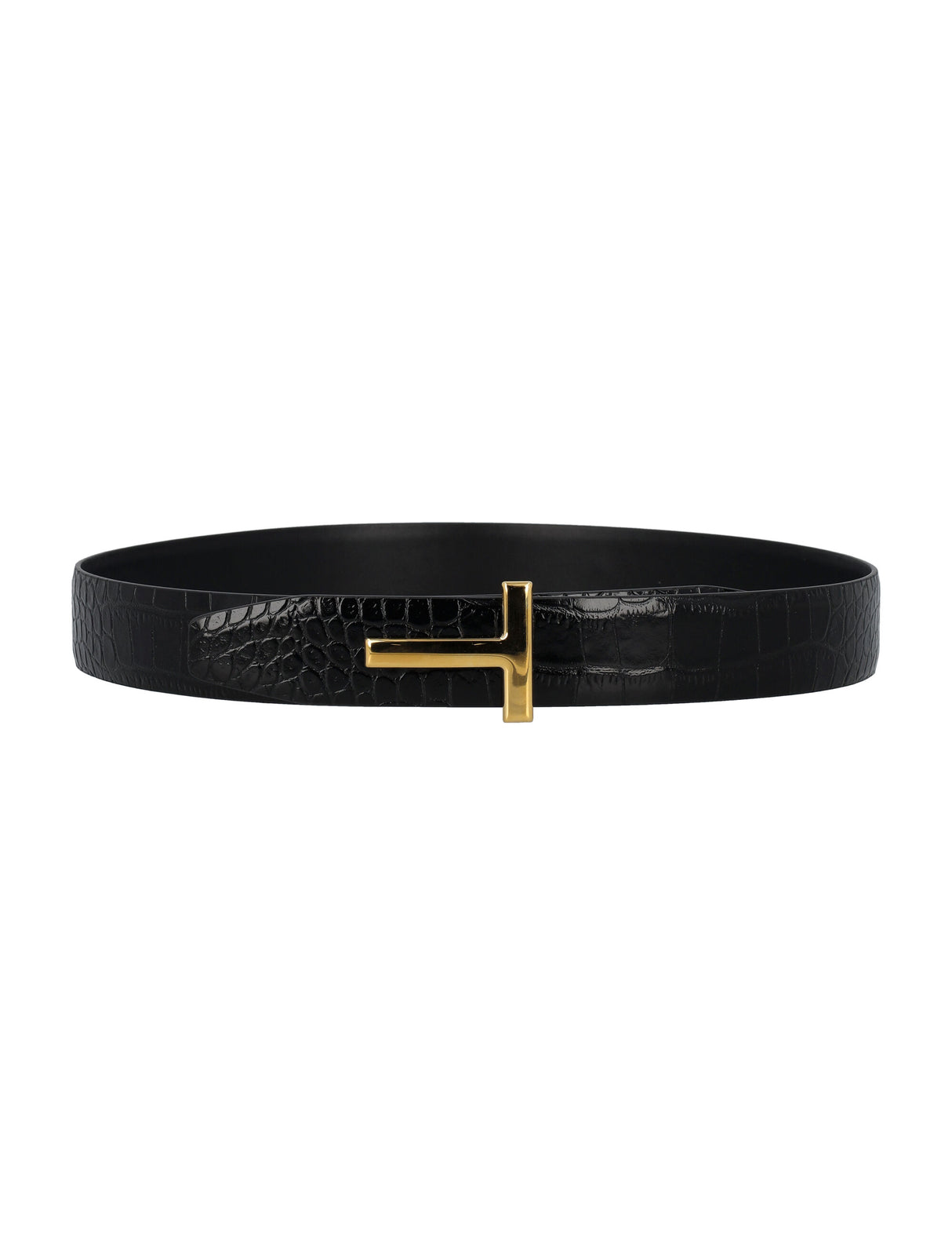 TOM FORD Elegant T Belt with Crocodile Leather Motif - 3CM Width