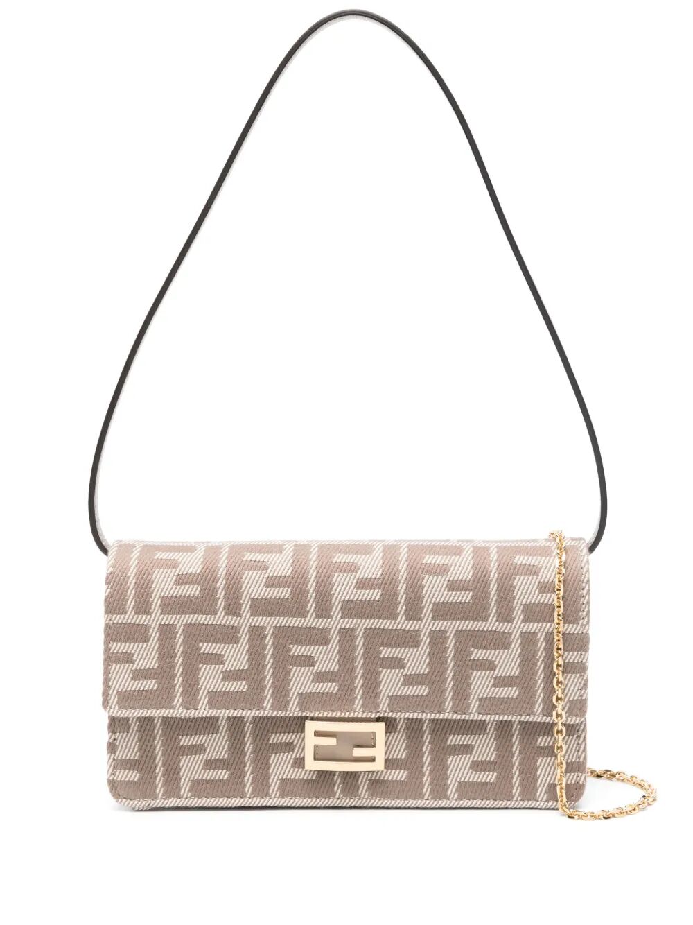 FENDI Denim-Effect FF Jacquard Mini Wallet on Chain Baguette (W 21 x H 11.5 x D 5 cm)