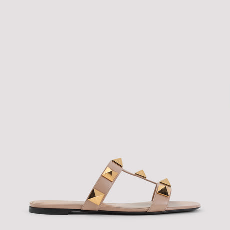 VALENTINO GARAVANI Men's Leather Slide Sandals with Stud Detailing