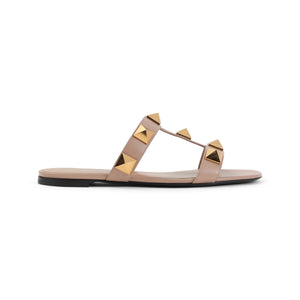 VALENTINO GARAVANI Men's Leather Slide Sandals with Stud Detailing