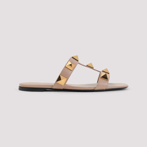 VALENTINO GARAVANI Men's Leather Slide Sandals with Stud Detailing