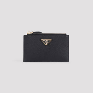 PRADA Mini Leather Card Holder - 100% Leather, W:13.5cm H:8.5cm D:1cm