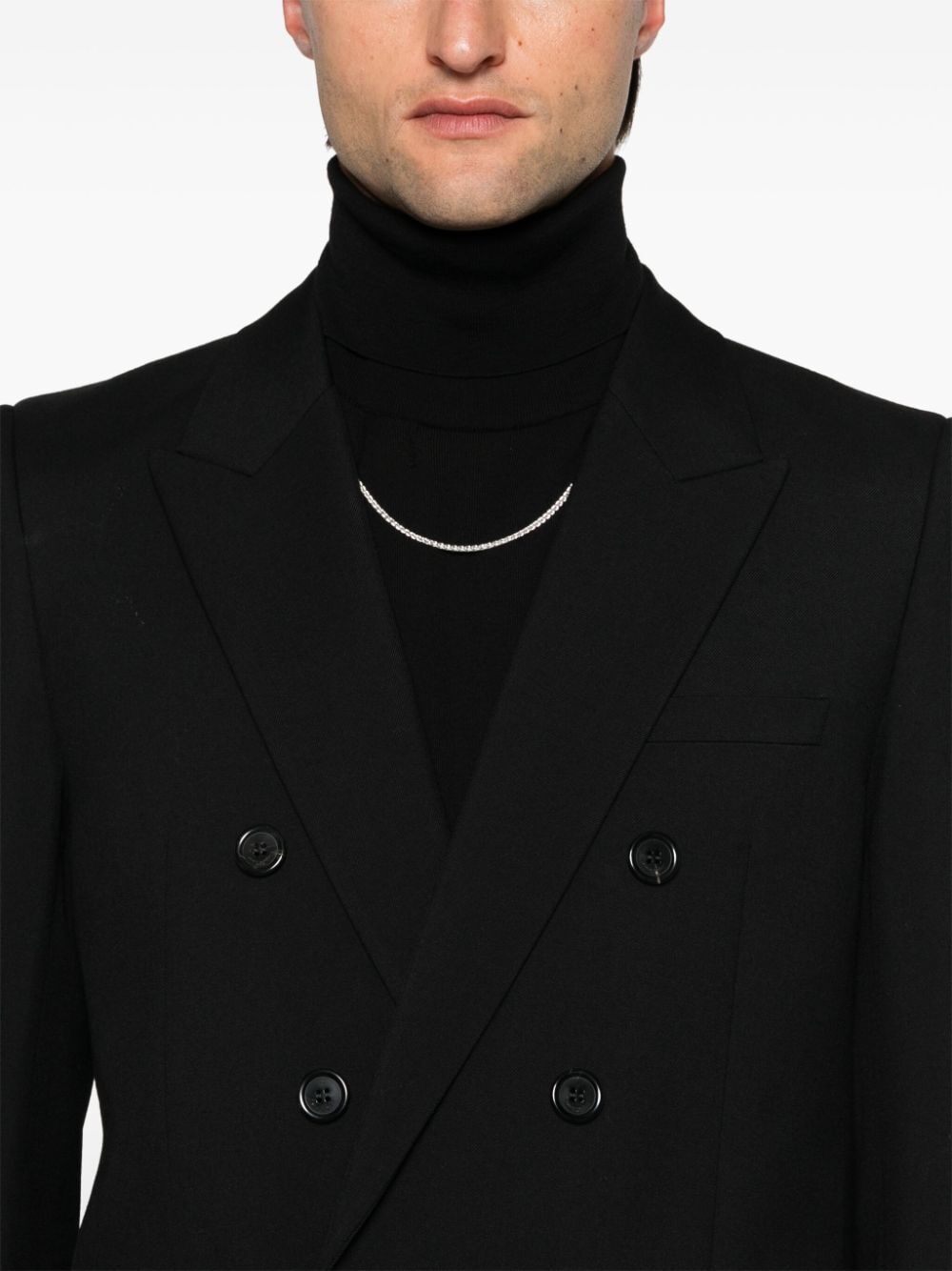 SAINT LAURENT PARIS Double-Breasted Virgin Wool Blazer for Women