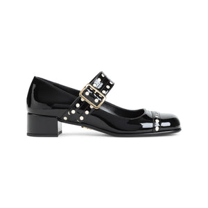 PRADA Elegant Mini Mary Jane Pumps with Patent Leather Finish - Heel Height 3.5cm