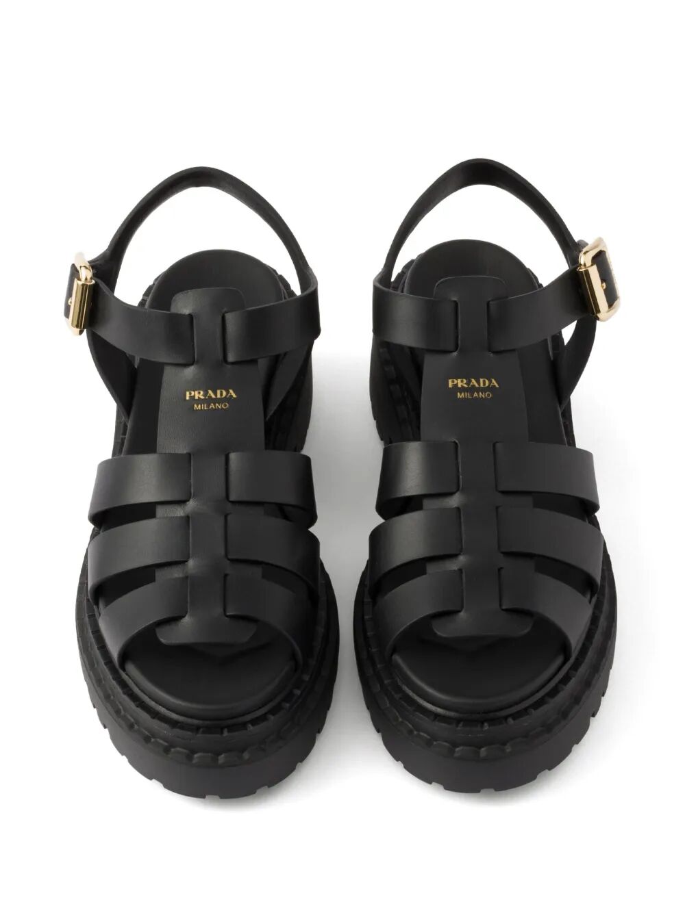 PRADA Fisherman's Leather Flatform Sandals - SS25