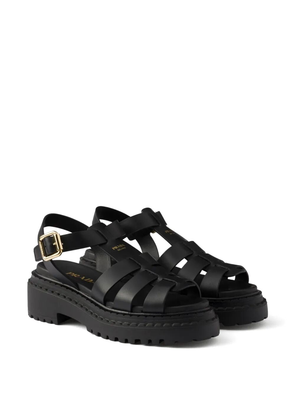 PRADA Fisherman's Leather Flatform Sandals - SS25