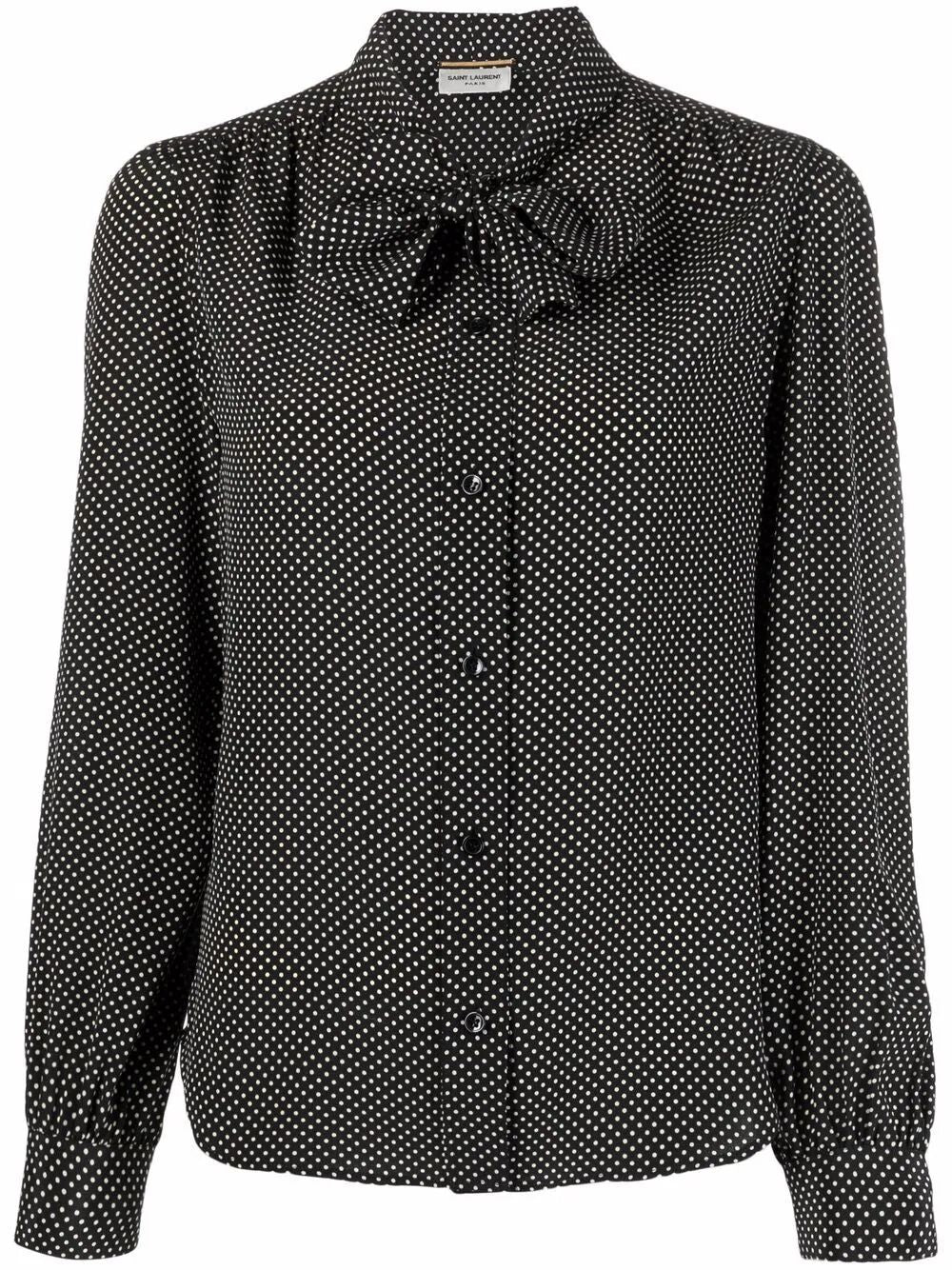 SAINT LAURENT PARIS Polka Dot Silk Blouse for Men - SS24 Collection