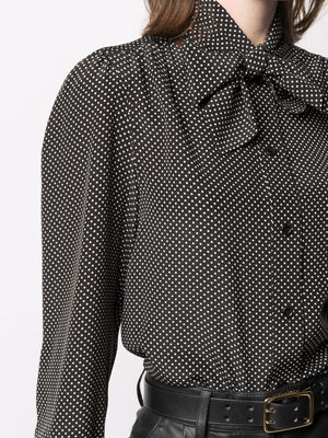 SAINT LAURENT PARIS Polka Dot Silk Blouse for Men - SS24 Collection