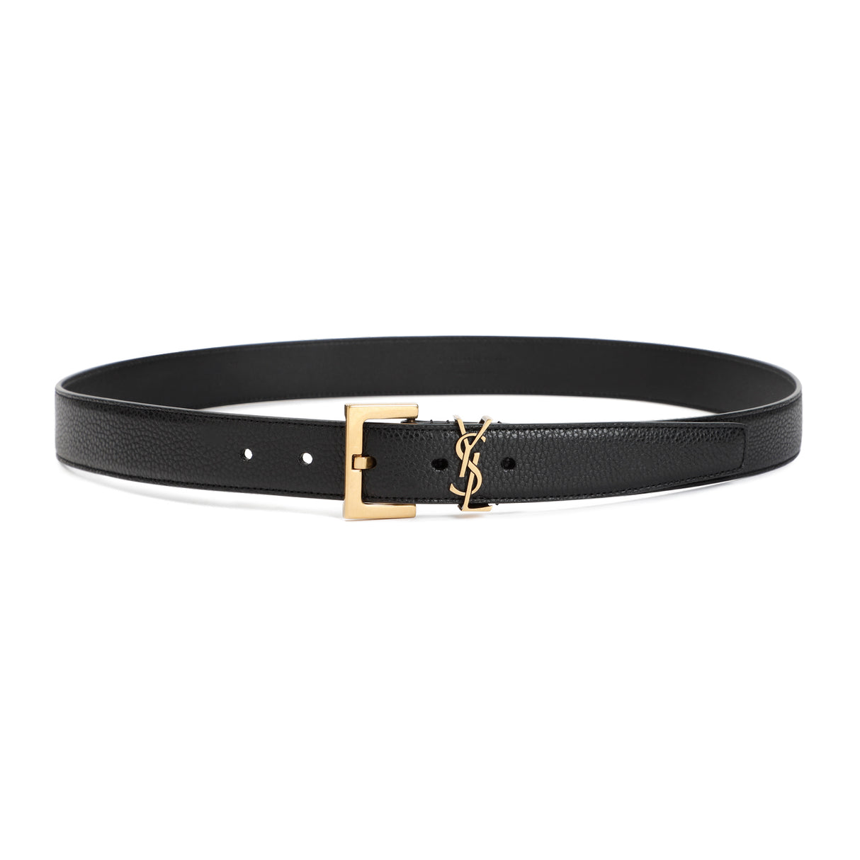 SAINT LAURENT Genuine Grained Leather Belt - 2.8cm Wide