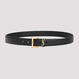 SAINT LAURENT Genuine Grained Leather Belt - 2.8cm Wide