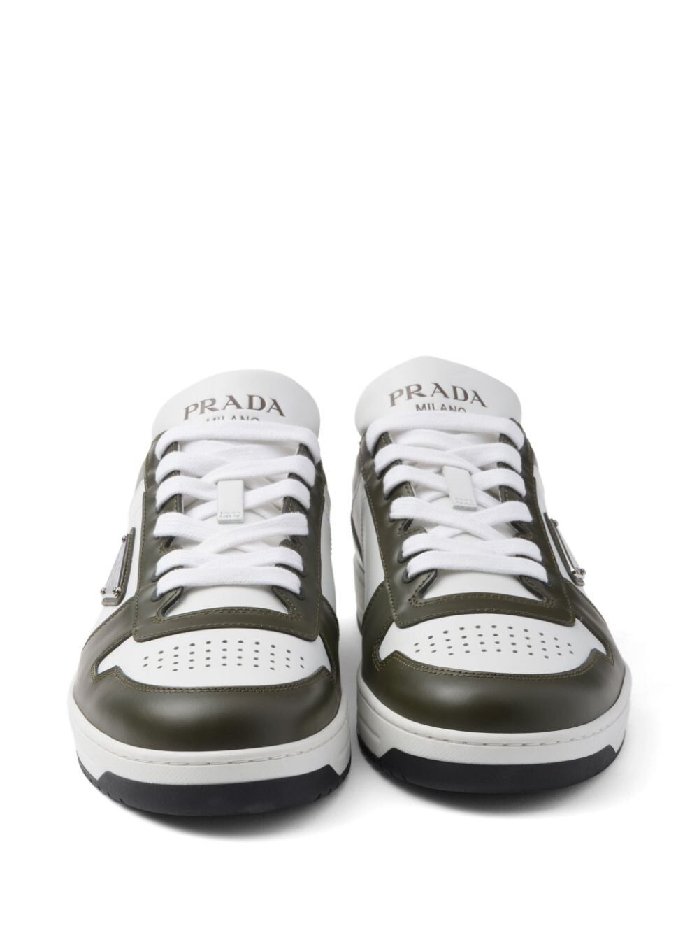 PRADA Downtown Bicolor Leather Sneakers with 3.5 cm Sole for Women