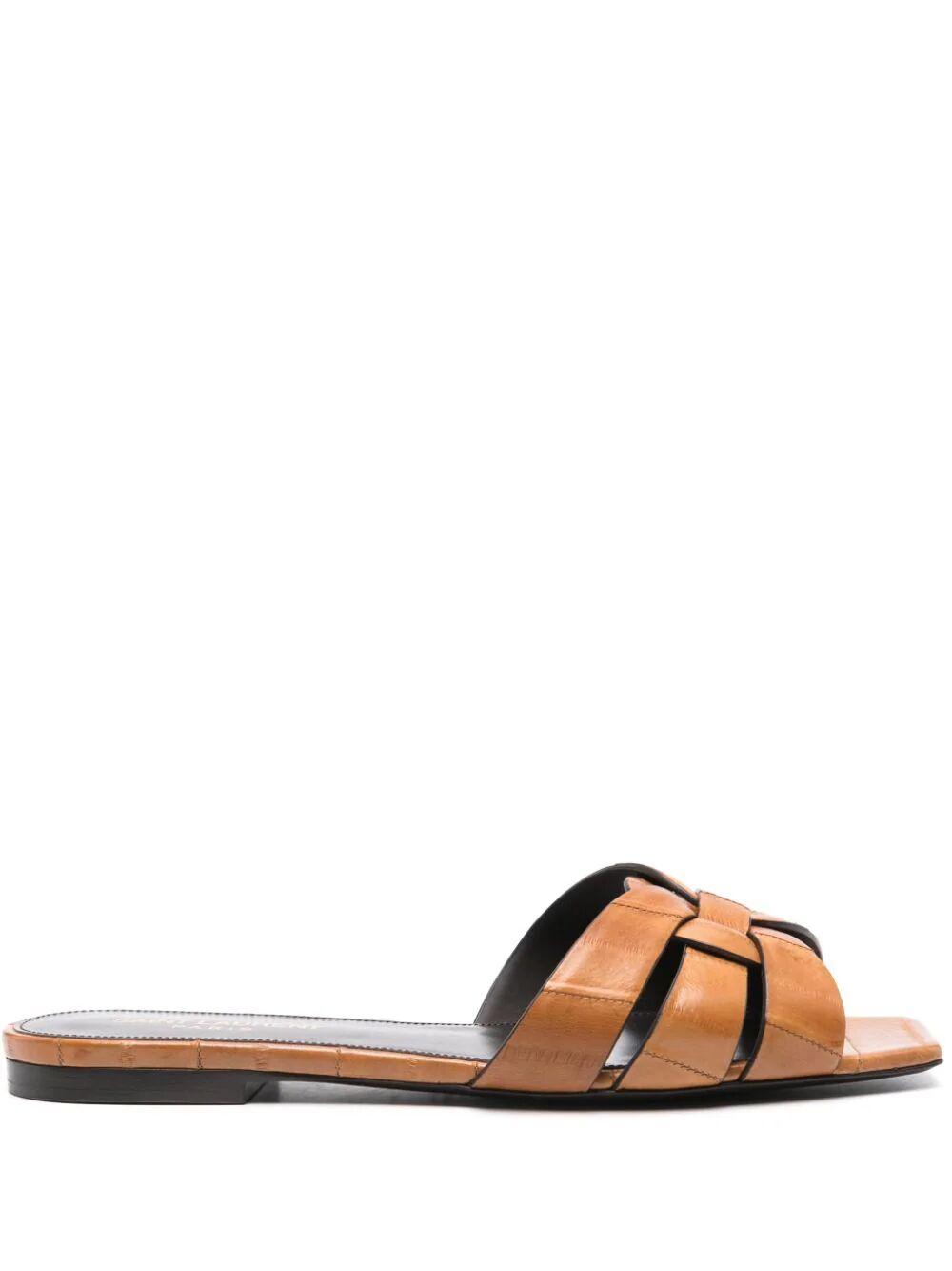 SAINT LAURENT PARIS Men's Eel Skin Flat Tribute Sandals - Spring/Summer 2024