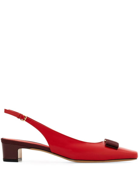 Ferragamo Sleek Patent Leather Slingback Pumps with Vara Bow - 3 cm Heel