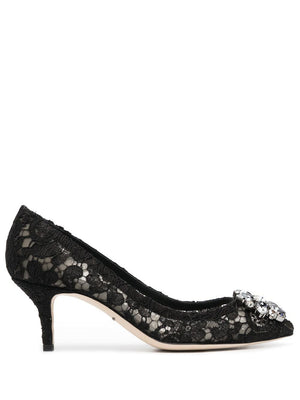 DOLCE & GABBANA Lace Rainbow Pumps with Brooch Detail, 6 cm Heel