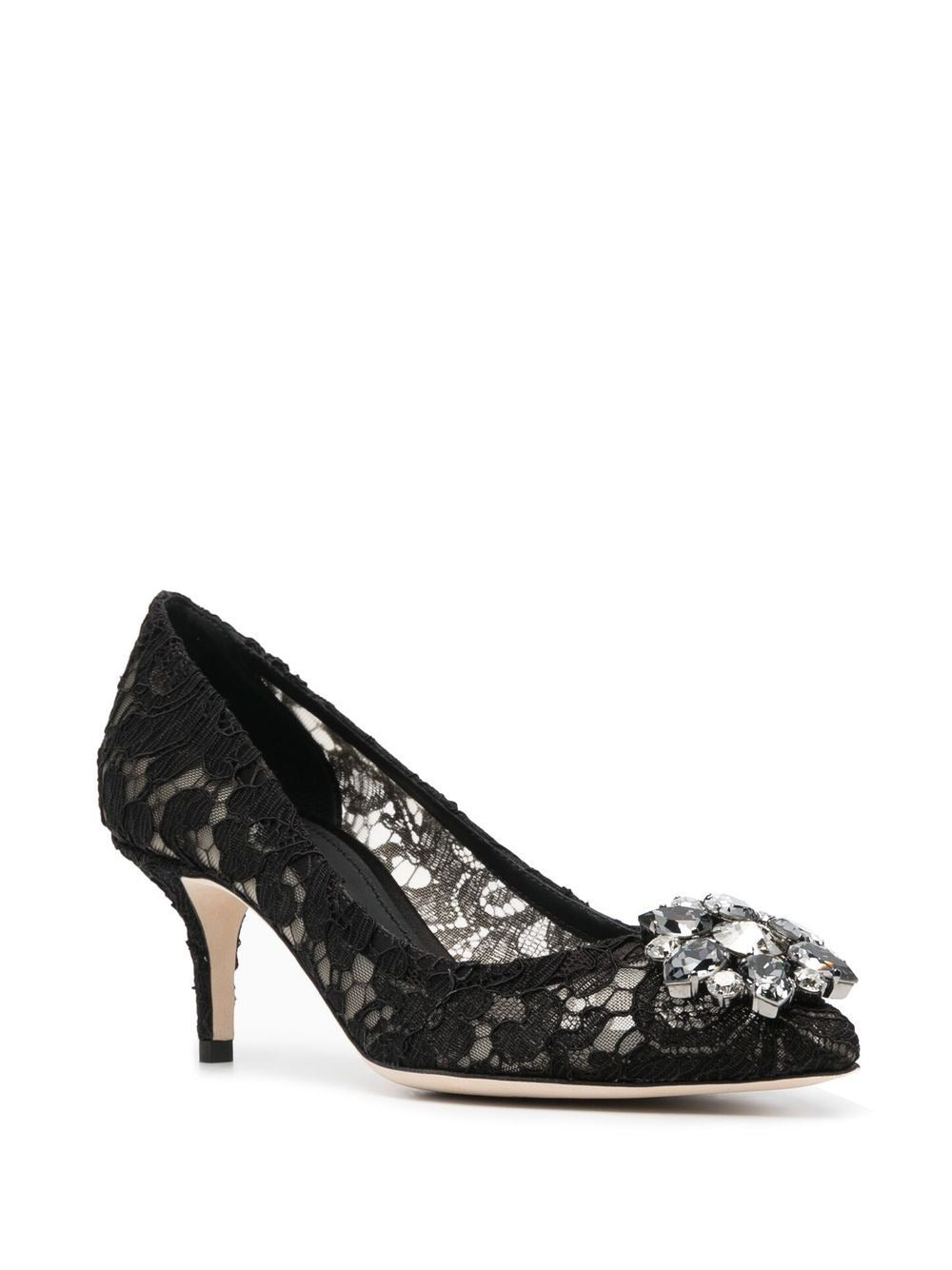 DOLCE & GABBANA Lace Rainbow Pumps with Brooch Detail, 6 cm Heel