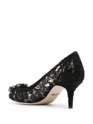 DOLCE & GABBANA Lace Rainbow Pumps with Brooch Detail, 6 cm Heel