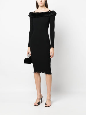 BLUMARINE Off-Shoulder Ribbed Midi Dress