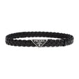 PRADA Premium Woven Leather Belt with Triangle Logo Buckle